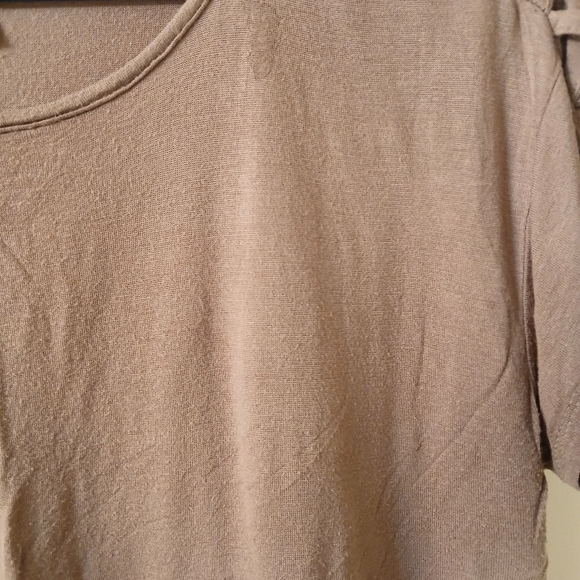 Women's Soft Splash Criss-Crossed Shoulder Sides Brown Blouse Size Large - Picture 3 of 13